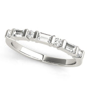 Alternating Round & Baguette Half Eternity Ring in Gold & Platinum