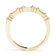Alternating Round & Baguette Half Eternity Ring in Gold & Platinum