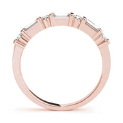 Alternating Round & Baguette Half Eternity Ring in Gold & Platinum