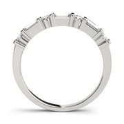 Alternating Round & Baguette Half Eternity Ring in Gold & Platinum