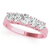 5-Stone Prong Set Half Eternity Ring in Gold & Platinum
