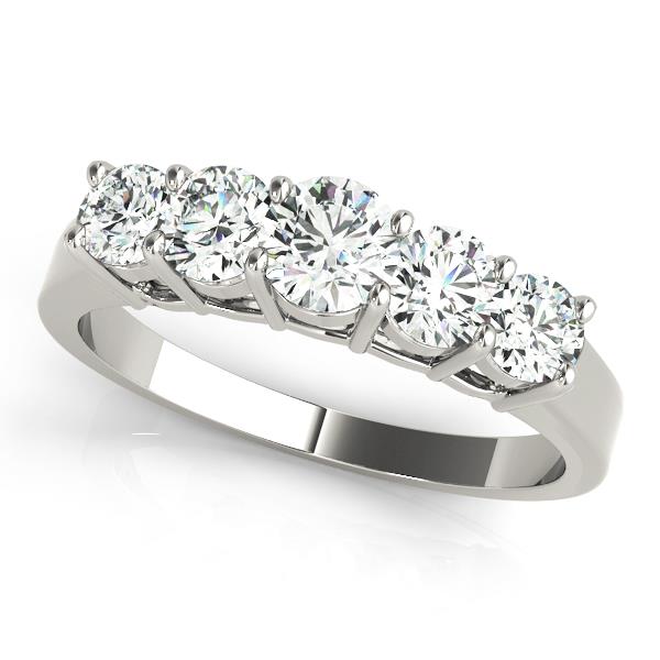 5-Stone Prong Set Half Eternity Ring in Gold & Platinum