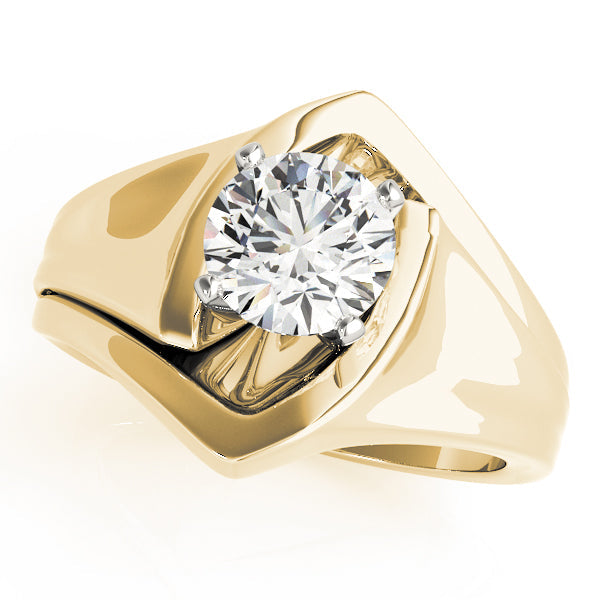 Crowned Solitaires Any Shape Round Diamond Engagement Ring in 10K/14K gold and platinum with certified lab-grown or natural diamonds