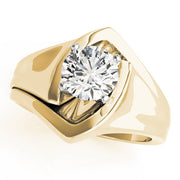 Crowned Solitaires Any Shape Round Diamond Engagement Ring in 10K/14K gold and platinum with certified lab-grown or natural diamonds