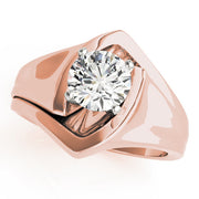 Crowned Solitaires Any Shape Round Diamond Engagement Ring in 10K/14K gold and platinum with certified lab-grown or natural diamonds