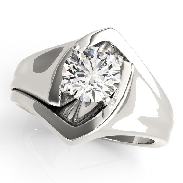 Crowned Solitaires Any Shape Round Diamond Engagement Ring in 10K/14K gold and platinum with certified lab-grown or natural diamonds