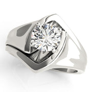 Crowned Solitaires Any Shape Round Diamond Engagement Ring in 10K/14K gold and platinum with certified lab-grown or natural diamonds