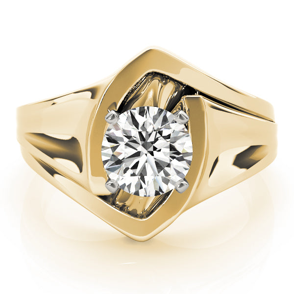 Crowned Solitaires Any Shape Round Diamond Engagement Ring in 10K/14K gold and platinum with certified lab-grown or natural diamonds