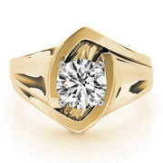 Crowned Solitaires Any Shape Round Diamond Engagement Ring in 10K/14K gold and platinum with certified lab-grown or natural diamonds