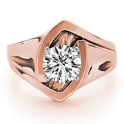Crowned Solitaires Any Shape Round Diamond Engagement Ring in 10K/14K gold and platinum with certified lab-grown or natural diamonds