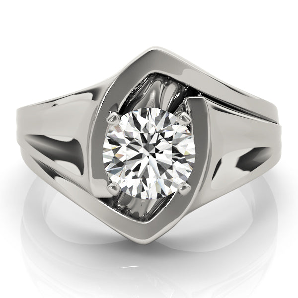 Crowned Solitaires Any Shape Round Diamond Engagement Ring in 10K/14K gold and platinum with certified lab-grown or natural diamonds