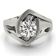 Crowned Solitaires Any Shape Round Diamond Engagement Ring in 10K/14K gold and platinum with certified lab-grown or natural diamonds