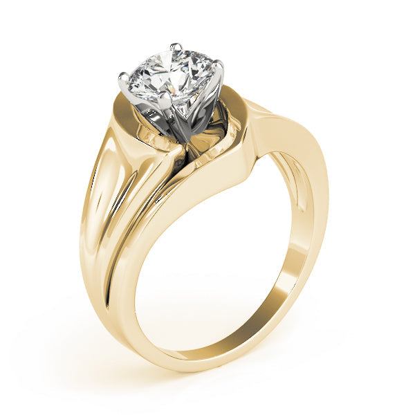 Crowned Solitaires Any Shape Round Diamond Engagement Ring in 10K/14K gold and platinum with certified lab-grown or natural diamonds