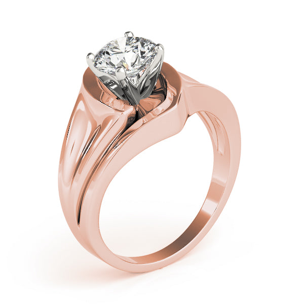 Crowned Solitaires Any Shape Round Diamond Engagement Ring in 10K/14K gold and platinum with certified lab-grown or natural diamonds
