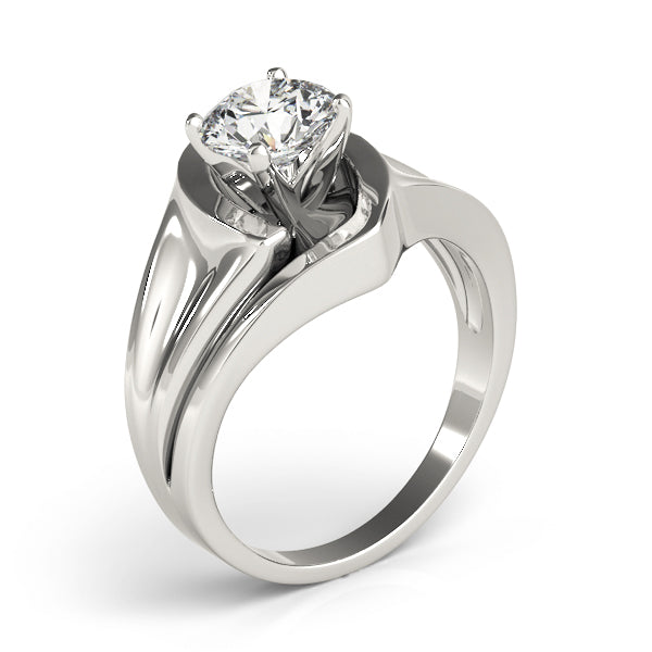 Crowned Solitaires Any Shape Round Diamond Engagement Ring in 10K/14K gold and platinum with certified lab-grown or natural diamonds