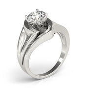 Crowned Solitaires Any Shape Round Diamond Engagement Ring in 10K/14K gold and platinum with certified lab-grown or natural diamonds