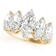 Fancy Marquise Half Eternity Ring in 10K/14K gold and platinum with certified lab-grown or natural diamonds