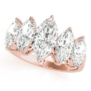 Fancy Marquise Half Eternity Ring in Gold & Platinum