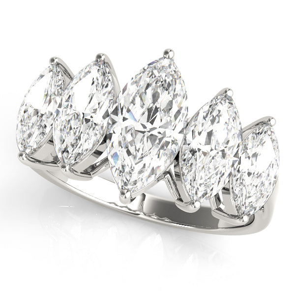 Fancy Marquise Half Eternity Ring in Gold & Platinum