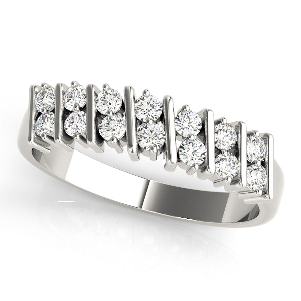 S Bands Half Eternity Ring in 10K/14K gold and platinum with certified lab-grown or natural diamonds
