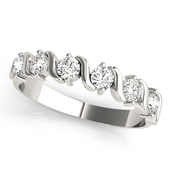 S Bands Half Eternity Ring in Gold & Platinum