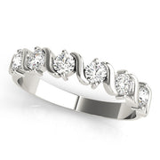 S Bands Half Eternity Ring in Gold & Platinum