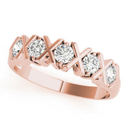Xo- Prong Set Half Eternity Ring in Gold & Platinum