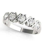 Xo- Prong Set Half Eternity Ring in Gold & Platinum