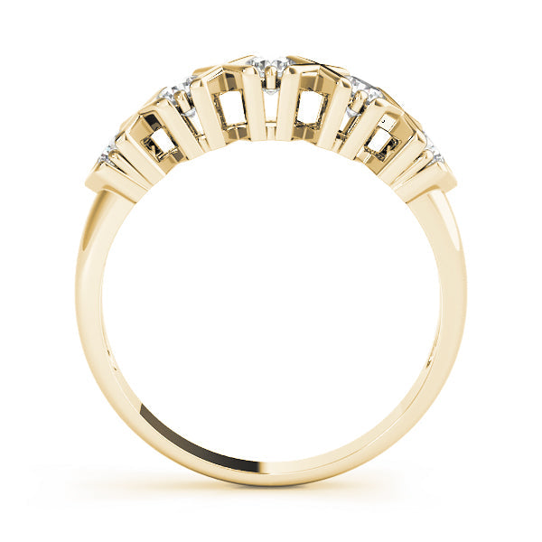 Xo- Prong Set Half Eternity Ring in Gold & Platinum