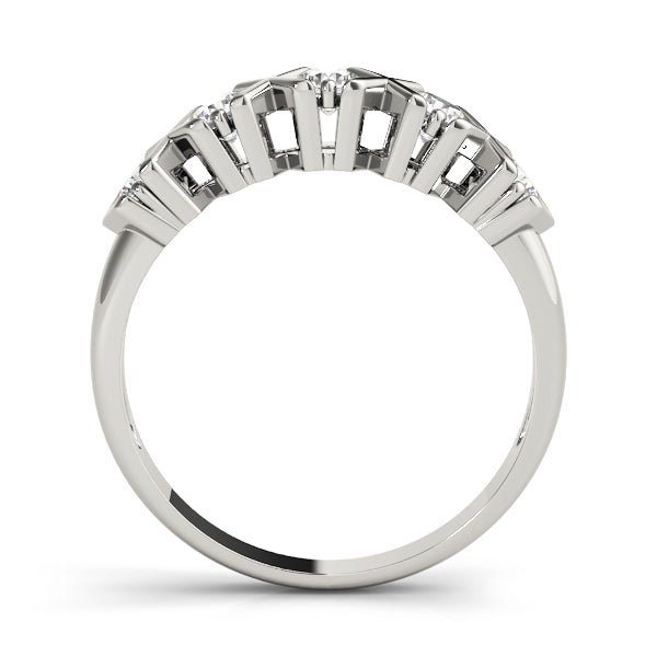 Xo- Prong Set Half Eternity Ring in Gold & Platinum