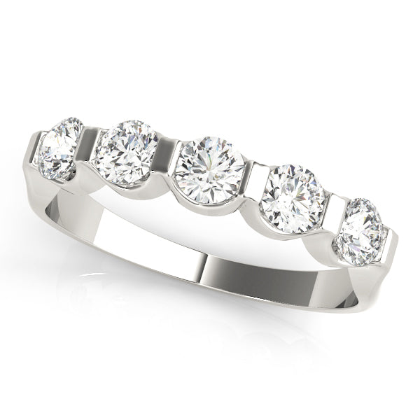 Bar Set Half Eternity Ring in Gold & Platinum