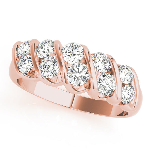S Bands Half Eternity Ring in Gold & Platinum