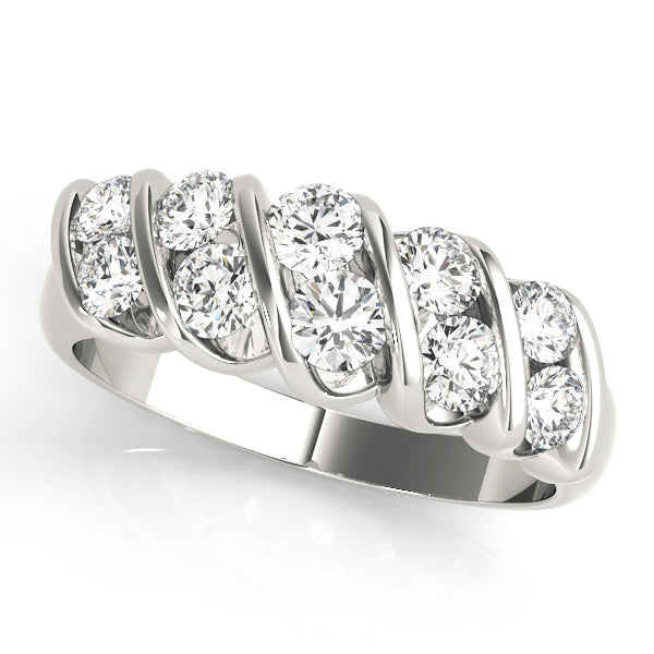 S Bands Half Eternity Ring in Gold & Platinum