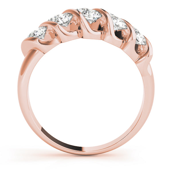 S Bands Half Eternity Ring in Gold & Platinum
