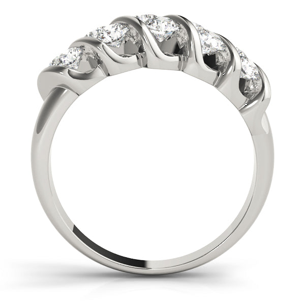 S Bands Half Eternity Ring in Gold & Platinum