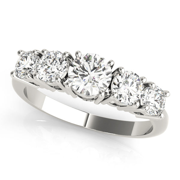 5-Stone Prong Set Half Eternity Ring in 10K/14K gold and platinum with certified lab-grown or natural diamonds