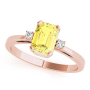 Elegant Color Rings Emerald Diamond Engagement Ring in 10K/14K gold and platinum with certified lab-grown or natural diamonds