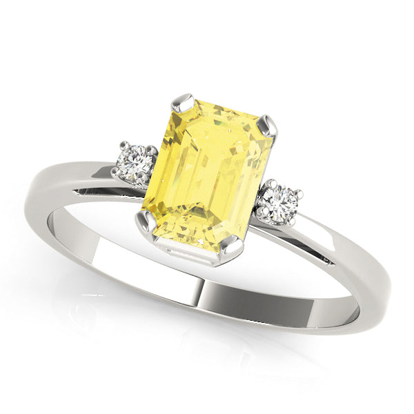 Elegant Color Rings Emerald Diamond Engagement Ring in 10K/14K gold and platinum with certified lab-grown or natural diamonds