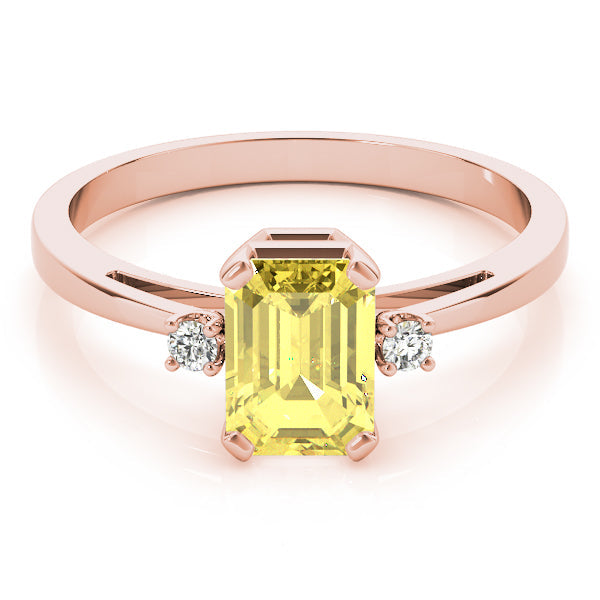 Elegant Color Rings Emerald Diamond Engagement Ring in 10K/14K gold and platinum with certified lab-grown or natural diamonds