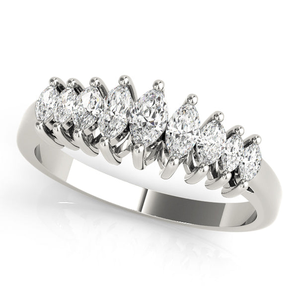 Fancy Marquise Half Eternity Ring in 10K/14K gold and platinum with certified lab-grown or natural diamonds