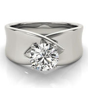 Vintage-Inspired Solitaires Any Shape Round Diamond Engagement Ring in 10K/14K gold and platinum with certified lab-grown or natural diamonds