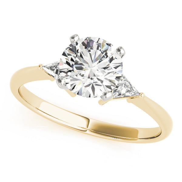 Regal Three-Stone Trillion Diamond Engagement Ring in 10K/14K gold and platinum with certified lab-grown or natural diamonds