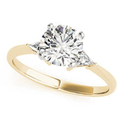Regal Three-Stone Trillion Diamond Engagement Ring in 10K/14K gold and platinum with certified lab-grown or natural diamonds