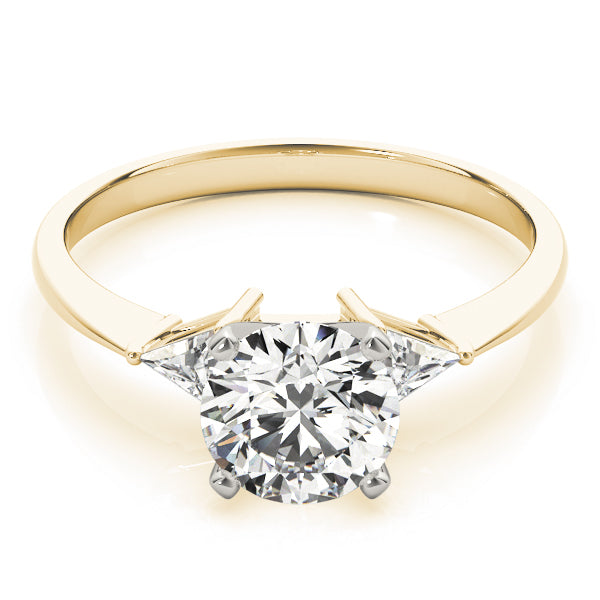 Regal Three-Stone Trillion Diamond Engagement Ring in 10K/14K gold and platinum with certified lab-grown or natural diamonds