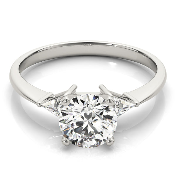 Regal Three-Stone Trillion Diamond Engagement Ring in 10K/14K gold and platinum with certified lab-grown or natural diamonds