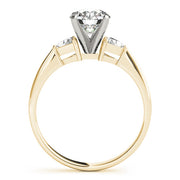 Regal Three-Stone Trillion Diamond Engagement Ring in 10K/14K gold and platinum with certified lab-grown or natural diamonds