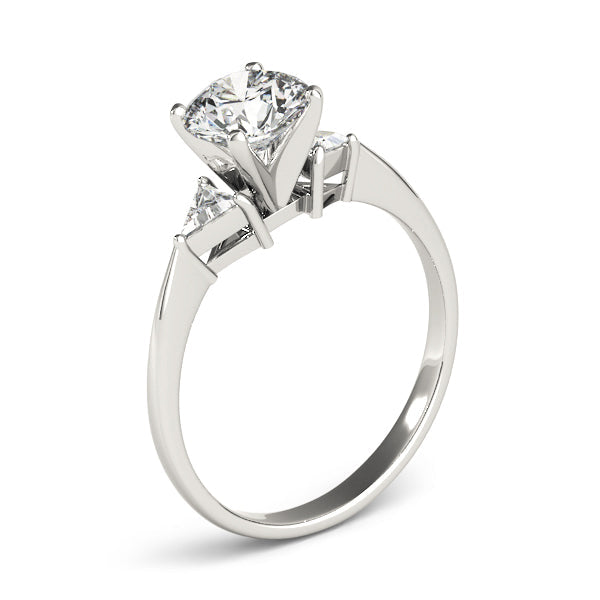 Regal Three-Stone Trillion Diamond Engagement Ring in 10K/14K gold and platinum with certified lab-grown or natural diamonds