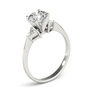 Regal Three-Stone Trillion Diamond Engagement Ring in 10K/14K gold and platinum with certified lab-grown or natural diamonds