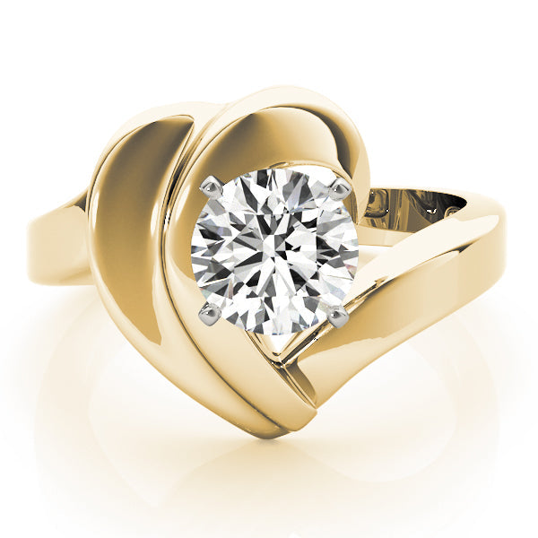 Brilliant Solitaires Any Shape Round Diamond Engagement Ring in 10K/14K gold and platinum with certified lab-grown or natural diamonds