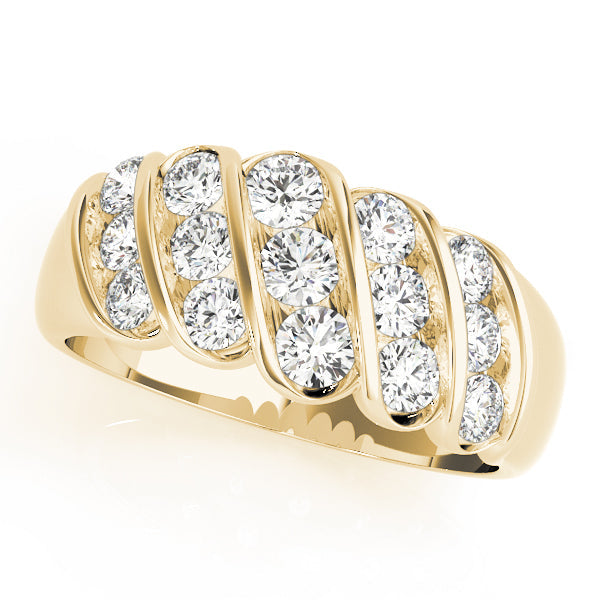 S Bands Half Eternity Ring in 10K/14K gold and platinum with certified lab-grown or natural diamonds